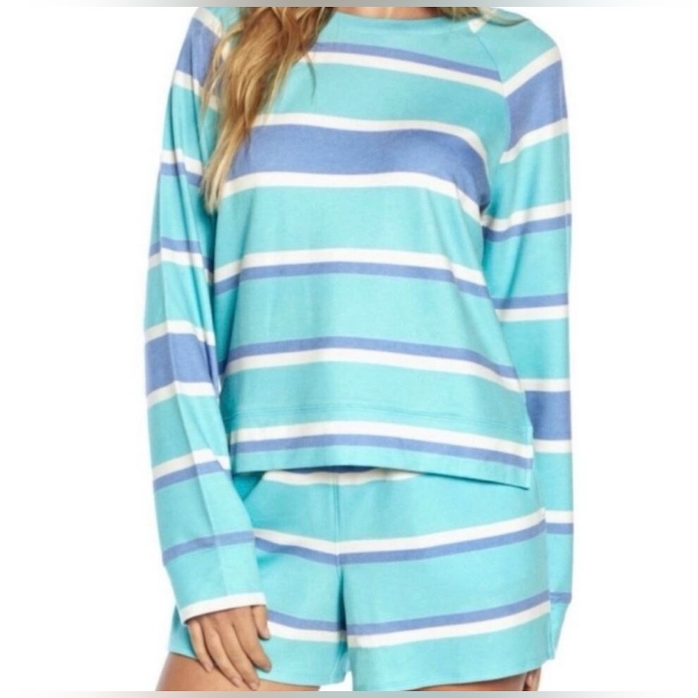 Wildfox NWT Blue Striped Sweatshirt & Short Comfy Lounge Set Various Sizes - Picture 2 of 8